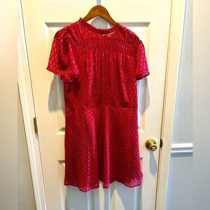 Loft Red Paisley Flare Dress, size 12